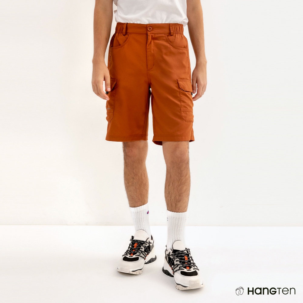 Hang Ten 男裝提織口袋吸濕排汗短褲(橘紅)