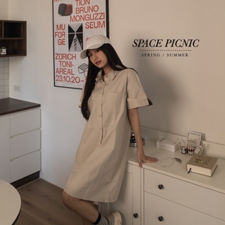[明天出貨] Space Picnic｜排釦polo領短袖洋裝-2色(現貨)【C24031051】