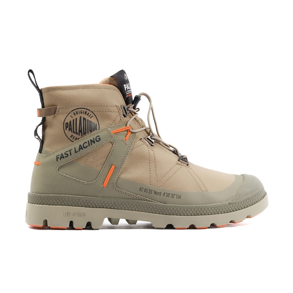 PALLADIUM PAMPA TRAVEL L+ WP+防水科技 快速綁帶 防水靴 橘標 男款 沙金-08849297