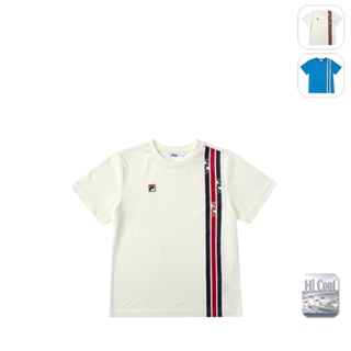 【FILA】KIDS 孩童款 吸濕排汗 運動短袖上衣-米白 1TEX-4417-IV