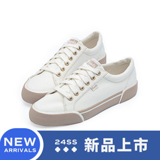 【Keds】JUMP KICK 復古時尚金眼扣帆布運動鞋-卡其/白 (9241W123264)