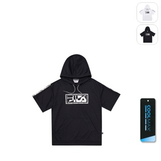 【FILA】KIDS 孩童款 吸濕排汗 運動連帽上衣-黑色 1TEX-4433-BK