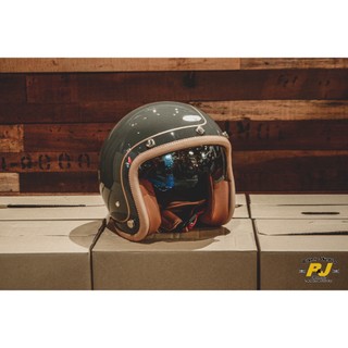 P&J 捷寶騎士部品『免運』Chief Demeter 內建鏡片 真皮 皮革邊條 小帽體 復古帽 復古安全帽  牛油果綠