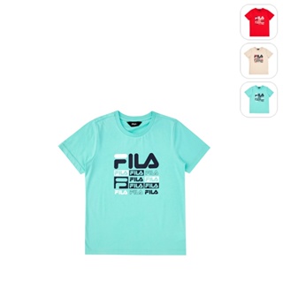 【FILA】KIDS 孩童款 純棉 短袖 運動圓領上衣-粉綠 1TEX-4902-LN