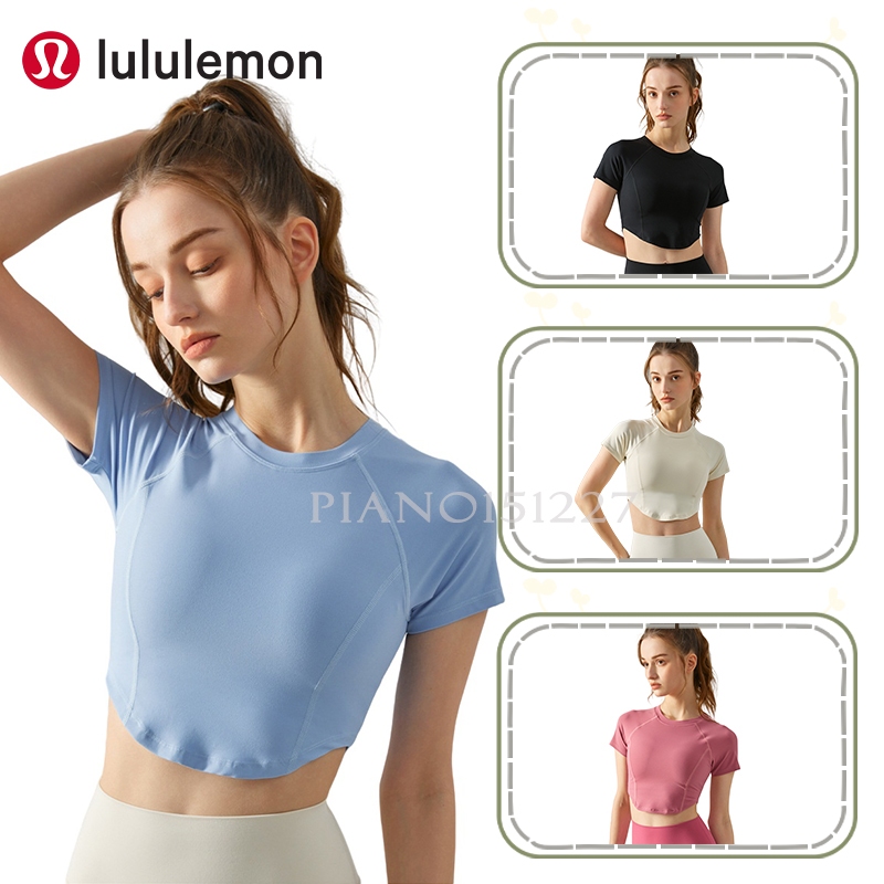 lululemon 圓弧下擺 健身 短款上衣 女 運動 帶透氣 一體式胸墊 瑜珈服