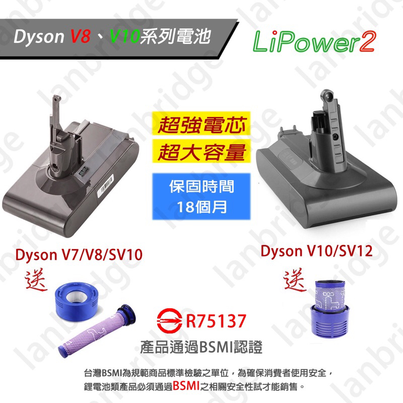 現貨 附贈濾網 螺絲 Dyson 戴森 適用 V7 V8 V10 SV12  電池