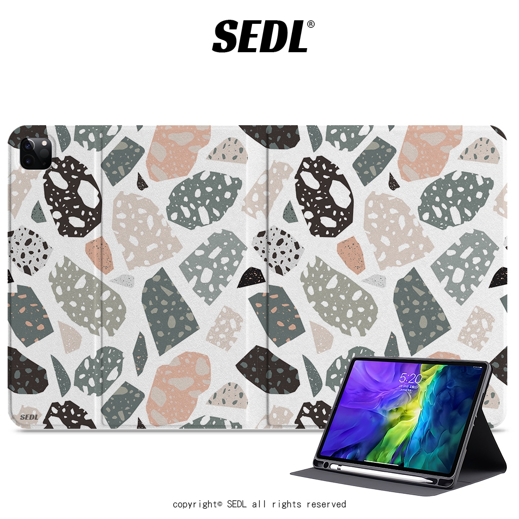 SEDL 水磨石色塊 圖形 iPad保護套 筆槽保護套 平板保護殼 air mini Pro 10代 11 12.9吋