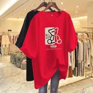 胖胖美依 M-6XL 大碼女裝 字母T恤 短袖T恤 印花上衣 大尺碼上衣 小熊上衣 圓領上衣大尺碼t恤 純棉T恤1310