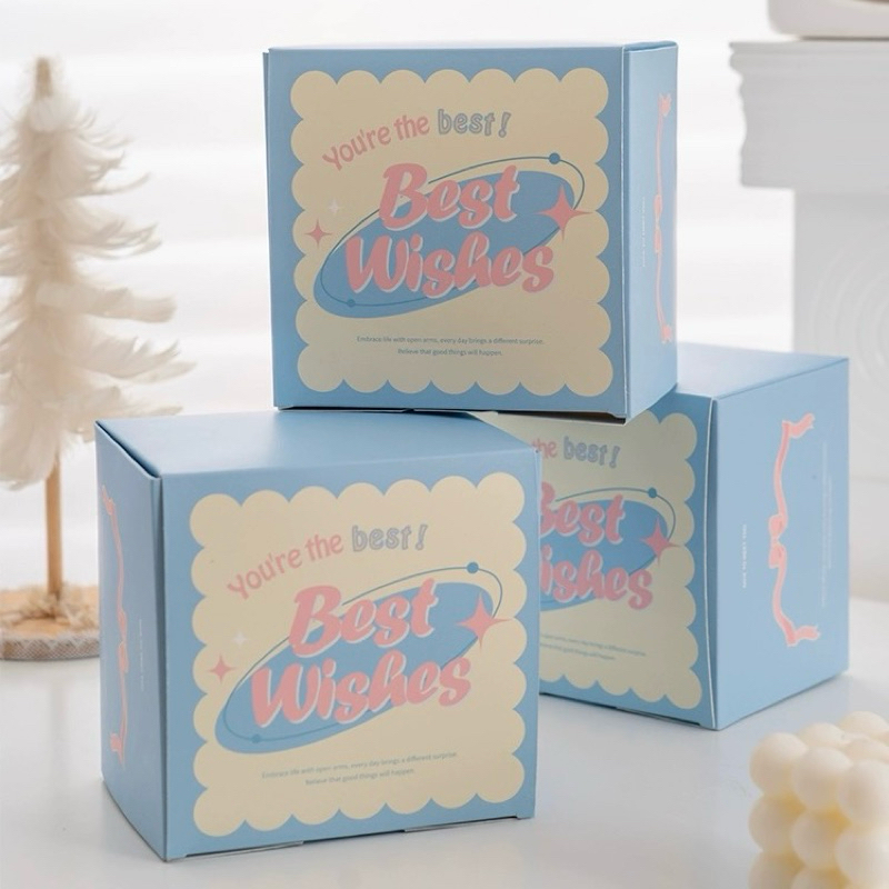 『Mi烘培』淡藍文字包裝盒 餅乾包裝盒 4吋蛋糕盒 切片蛋糕盒 糯米船 瑪德蓮 達克瓦茲 糖果盒 甜點盒 禮品盒