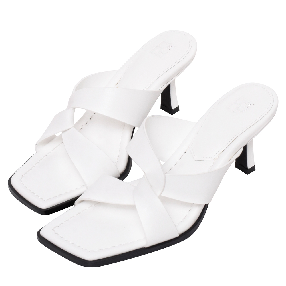 ANNSTAR 意含ZOE聯名-威尼斯盛夜造型扭結細跟涼鞋7cm-白