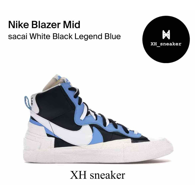 【XH sneaker】 Sacai X Nike Blazer High 高筒 白藍 雙勾 解構 BV0072-001