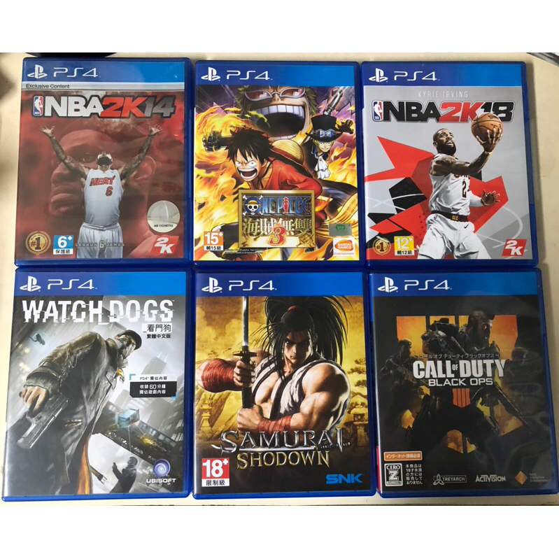 PS4  六片合售 不分售；侍魂 曉 海賊王、海賊無雙3、NBA、看門狗、決勝時刻、黑色行動4