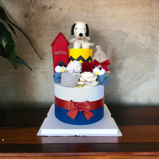 彌月禮盒 滿月禮 尿布蛋糕 尿布塔 周歲禮 收涎蛋糕-snoopy 史奴比 8寸尿布蛋糕