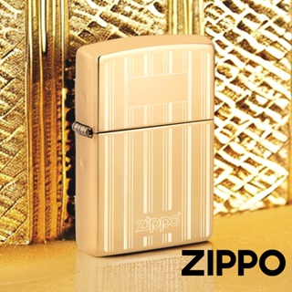 ZIPPO 髮絲紋鏡面條紋設計防風打火機 46011 髮絲紋 鏡面機身 雕刻技術 細條紋 Zippo 標誌 終身保固