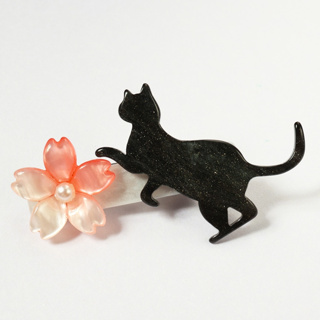| OSEWAYA 櫻花系列 | 貓與櫻 日本製貓咪髮夾 鴨嘴夾 瀏海夾 髮飾