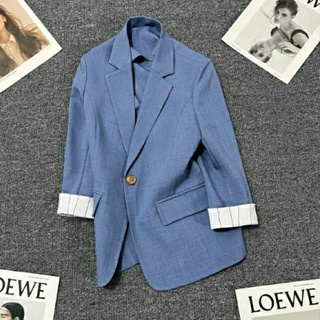 【美衣坊】藍色薄款夏季反折袖西裝外套（部分）