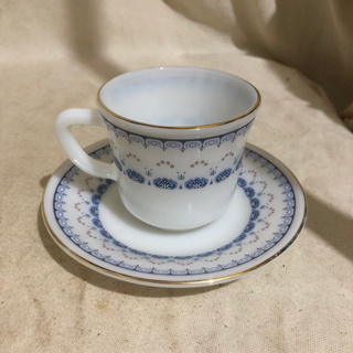LEFT EYE TEARS 💧早期日本圖紋PEACOCK孔雀牛奶玻璃咖啡杯組（瑕疵）