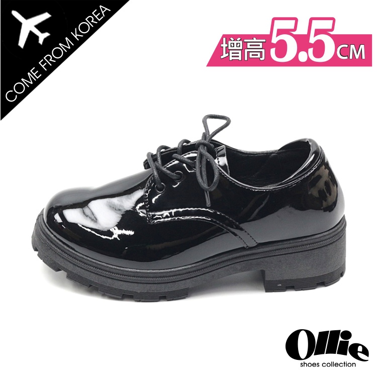 韓國Ollie 韓國空運 軟Q小心機厚底增高5.5CM 拼接材質牛津鞋【F7201015】