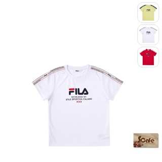 【FILA】KIDS 孩童款 吸濕排汗 短袖 運動圓領上衣-白色 1TEX-4309-WT