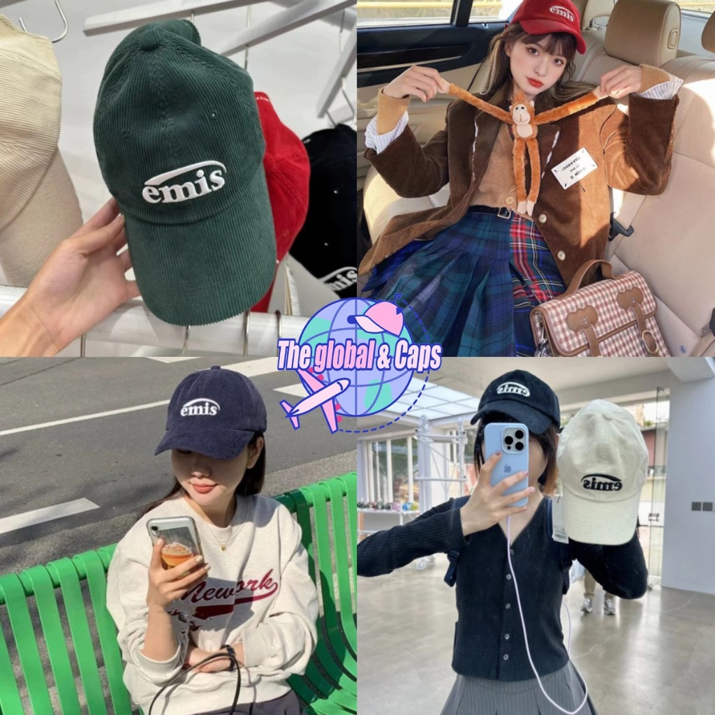 『 Caps 』韓國連線 emis 帽子 燈芯絨 棒球帽 EMIS 經典logo 刺繡標 可調節 emis 棒球帽 老帽