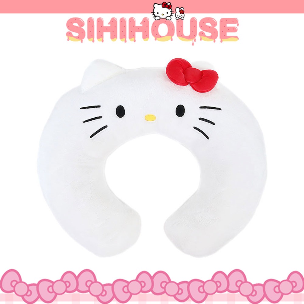 【sanrio三麗鷗】Hello Kitty白色大臉絨毛U型坐墊/靠墊/靠枕/抱枕/今日最便宜/貨到付款/現貨/禮物