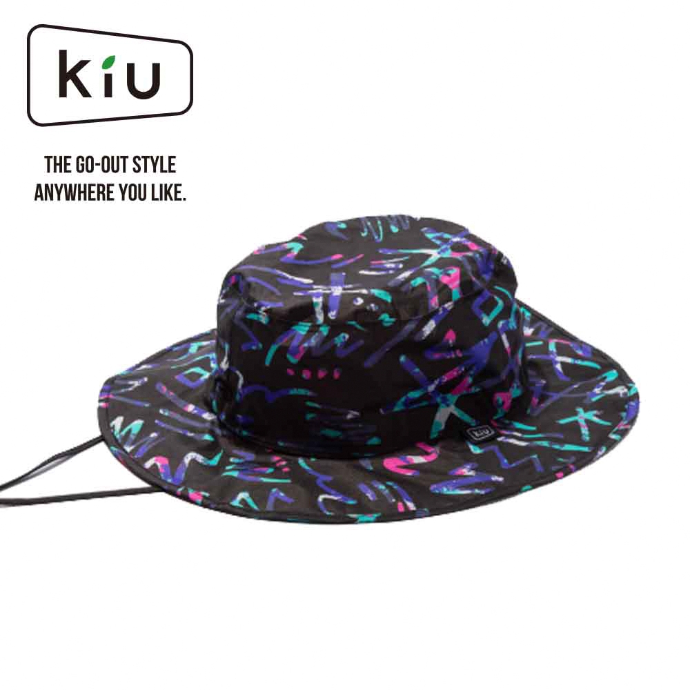 【KIU】日本 原廠貨 中性 抗UV防潑水可收納闊邊帽 健行/生活/旅行 80年代塗鴉(K85-219)