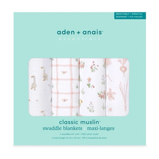 美國Aden&Anais 經典多功能包巾4入/鄉間小花（112 x112cm)