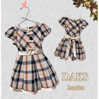 🎀 正品DAKS Lon don童裝 經典格紋公主袖澎紗裙小洋裝4號AWA0465 二手