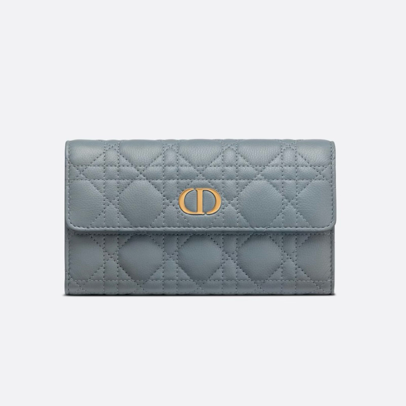 全新-Dior Caro 長夾-經典雲灰藍色-專櫃直購