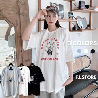 【FJstore】 20支棉 MOTOS+COFFEE咖啡重機騎士短T 短踢 寬鬆 落肩 圓領 短袖 男生短袖 女上衣