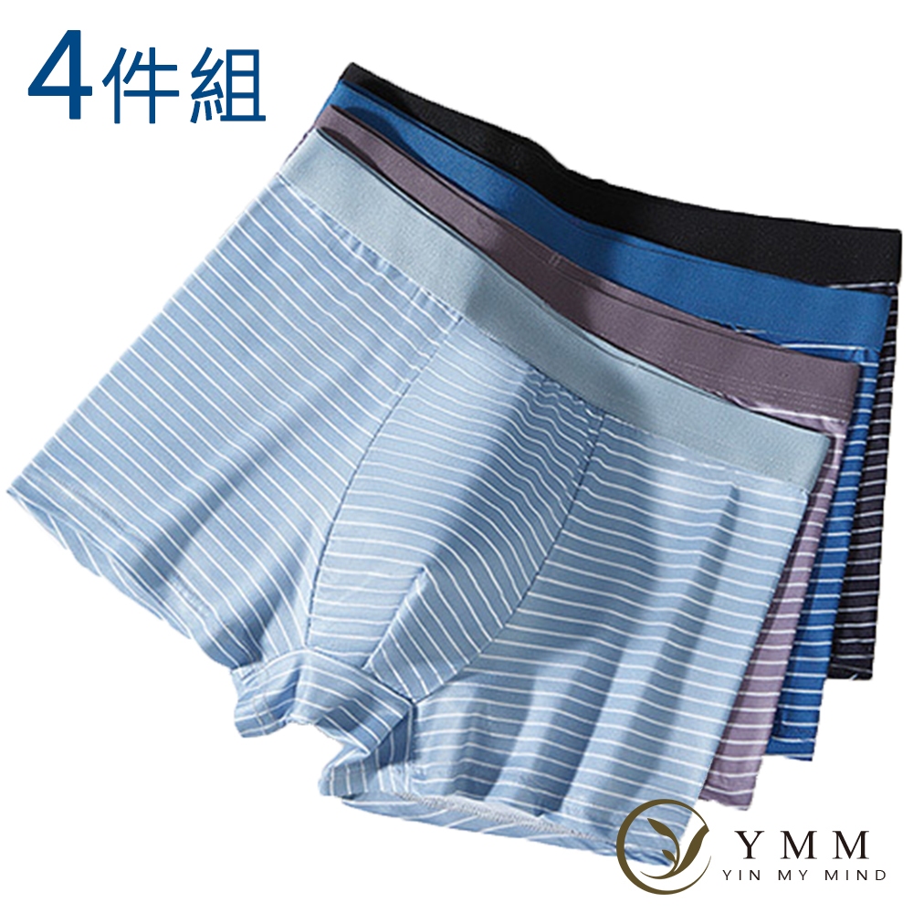 【YMM】時尚條紋無痕舒適平口褲(4件組)-YM024B