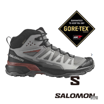 【SALOMON 法國】男中筒登山鞋GT X ULTRA 360『藍灰/黑/褐紅』474478 戶外 露營 登山 健行