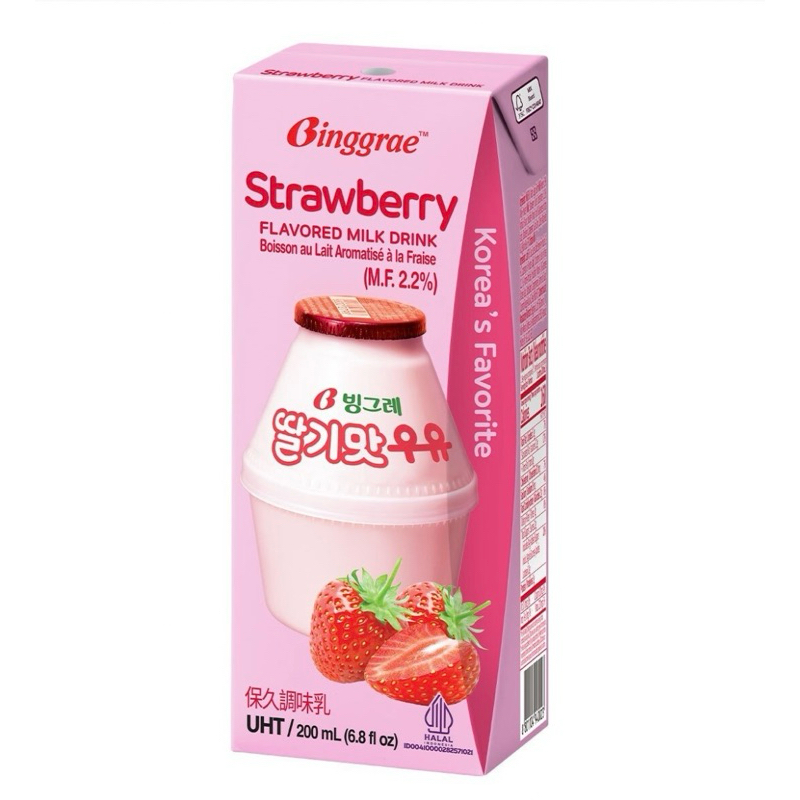 全新現貨 韓國 Binggrae草莓牛奶 保久調味乳  200ml Costco