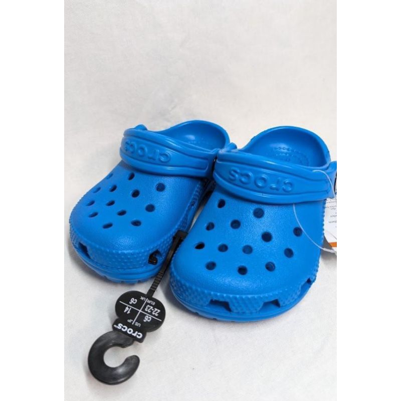 Crocs專櫃全新未使用-藍色幼童兒童涼鞋/拖鞋/防水雨鞋-尺碼14cm男女童2way輕巧洞洞鞋懶人拖鞋