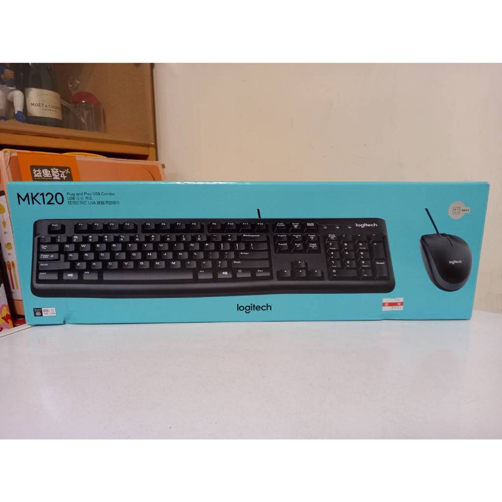 Logitech 羅技 MK120 有線鍵盤滑鼠組 鍵盤  滑鼠 (有拆開試用1次)