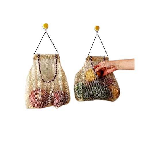 可掛廚房蔬菜收納網袋 創意大號 日式簡約 網袋 廚房網袋置物袋 水果壁掛袋 可掛式洋蔥大蒜儲物袋 馬鈴薯袋