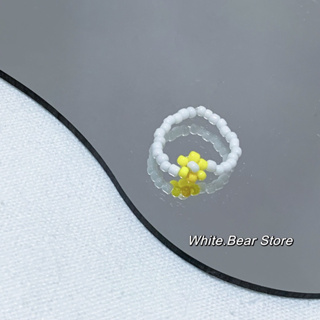White.Bear | 韓國ins風|小花串珠戒指| 串珠戒指 手工串珠