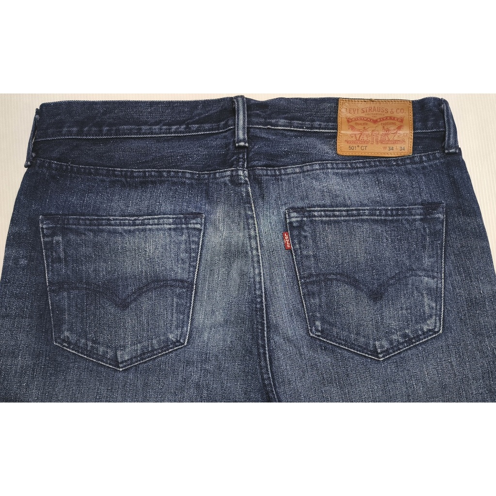 【端午節前任2個商品折100】余文樂代言款 LEVIS 501CT 破壞 刷紋刷白 深藍色 窄管直筒褲 34腰