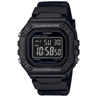 地球儀鐘錶 CASIO 酷炫大字幕 電子錶 防水 學生 當兵 休閒運動 百搭 臺灣卡西歐公司貨 優惠價 W-218H