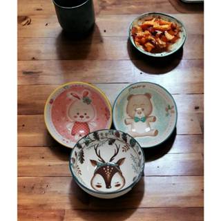 【小西瓜百貨】快速出貨-日系瓷碗 4.5寸飯碗 可愛動物 陶瓷碗 創意飯碗