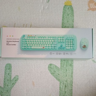 【全新】蠟筆小新無線鍵盤滑鼠組 馬卡龍綠