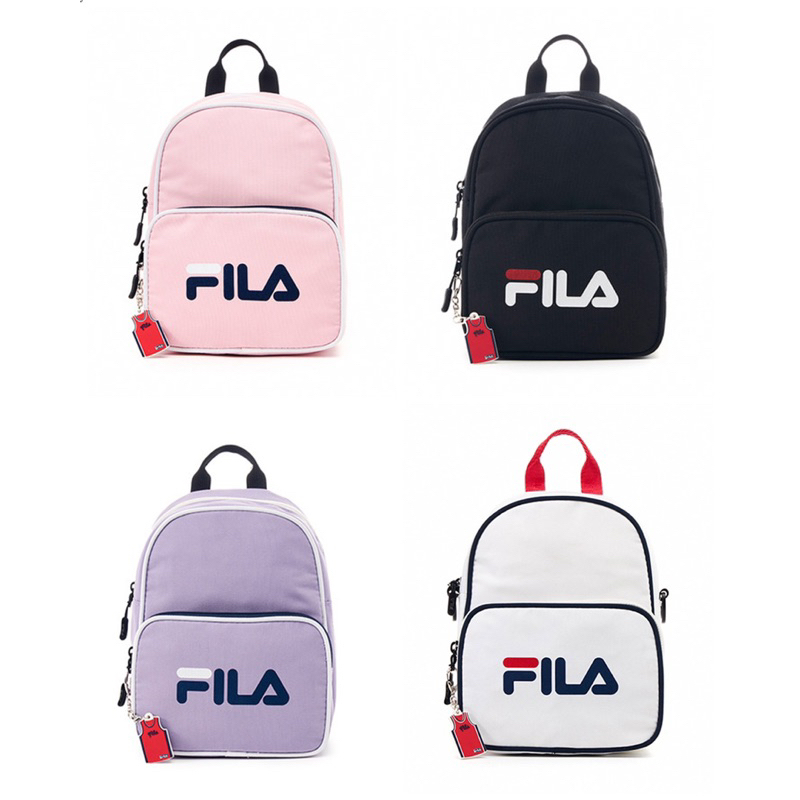 FILA Logo小後背包 附鑰匙圈 素色 Logo 四色