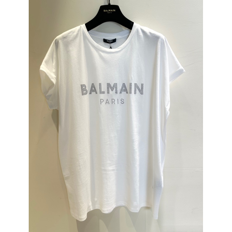 全新 ♡ BALMAIN 巴爾曼logo亮片長版設計短袖上衣T恤