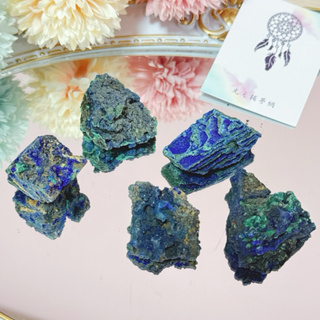 【光之捕夢網】天然藍銅礦原礦 孔雀石礦石 家居工藝品 天然水晶