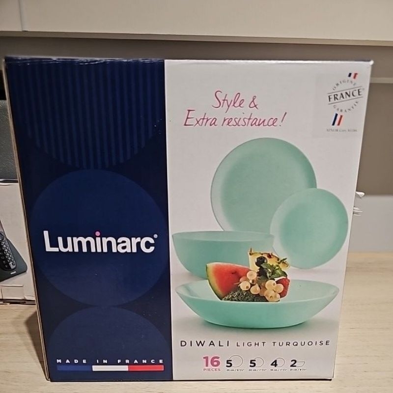 樂美雅法國進口Luminarc蒂芬妮藍強化餐盤十六件組