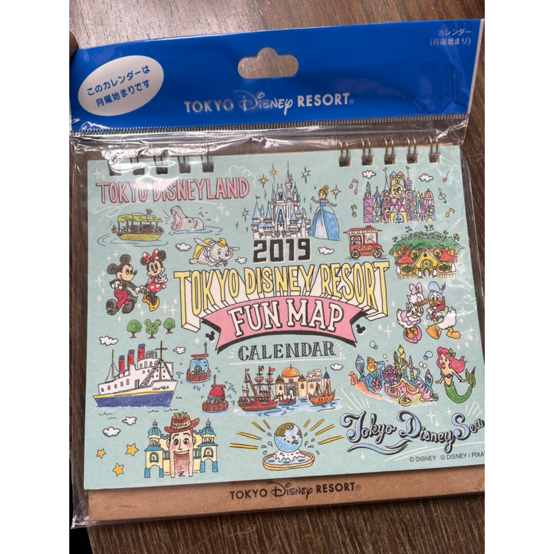 東京迪士尼 2019 年曆桌曆 可愛插畫風