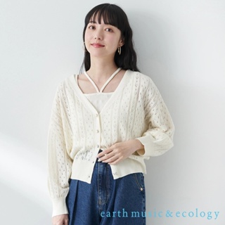 earth music&ecology 多樣珠寶鈕扣裝飾透膚感開襟罩衫(1N42L2D0530)