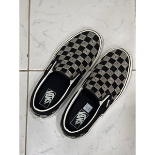 Vans Classic Slip-On 黑色刺繡棋盤格滑板鞋 27cm