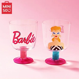MINISO名創優品正品！芭比系列350ml日光閃耀高腳杯可愛創意玻璃杯子紅酒杯咖啡杯果汁珍奶茶奶昔茶水杯