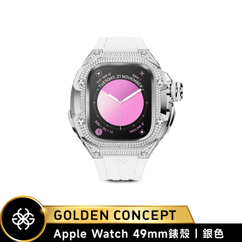 Golden Concept Apple Watch 49mm 銀錶框 白橡膠錶 RSTMDIII49-SL